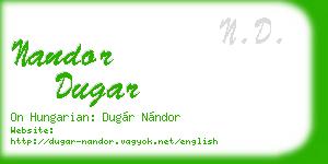 nandor dugar business card